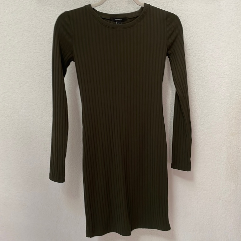 NWT: Olive Green Short Length Mini Bodycon Mini Dress